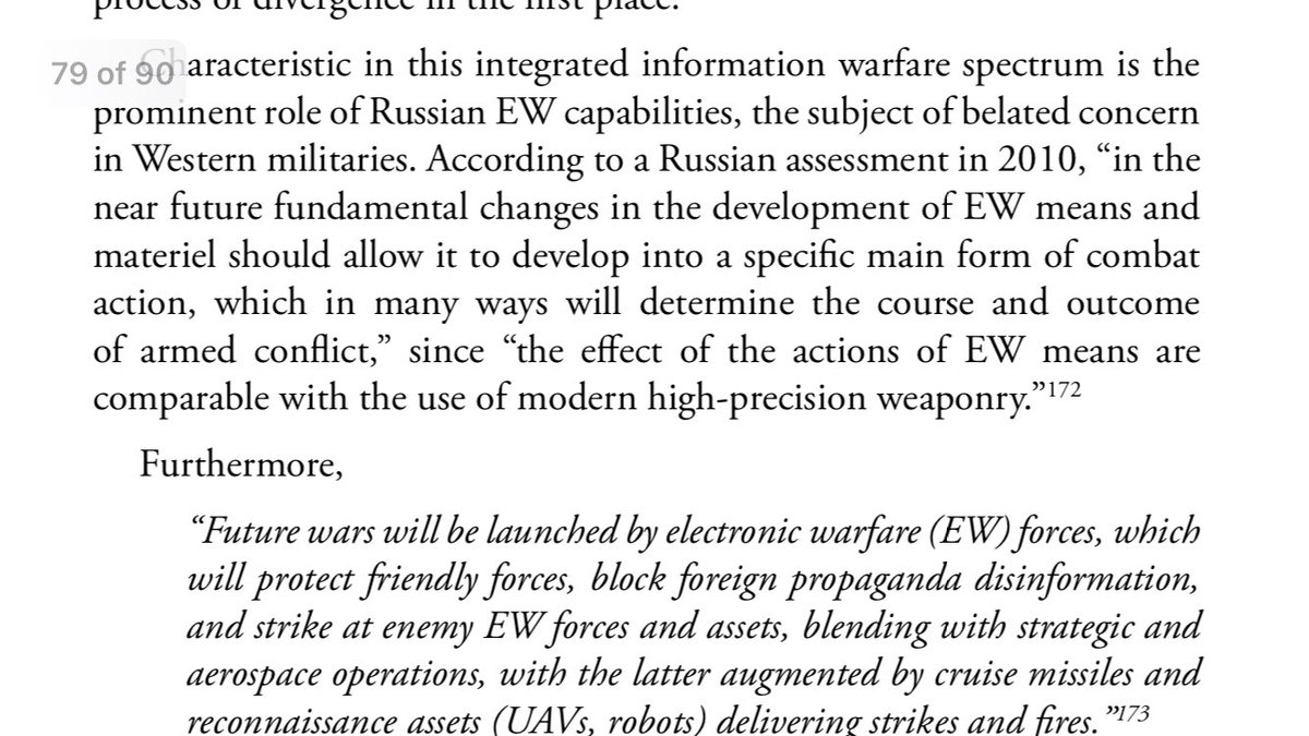 46/ BLURRED LINES: Electronic warfare is now and the future.Twitter is infested with Russian accounts and “it can be assumed that other high profile accounts are under Russian or Russian-backed control.” We remain in a cyberwar with no leadership against an enemy steps ahead.