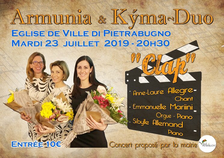 Mardi 23 juillet 20h30. Concert exceptionnel en l’église SANTA LUCIA. <a href="/bastiatourisme/">OT de Bastia</a>