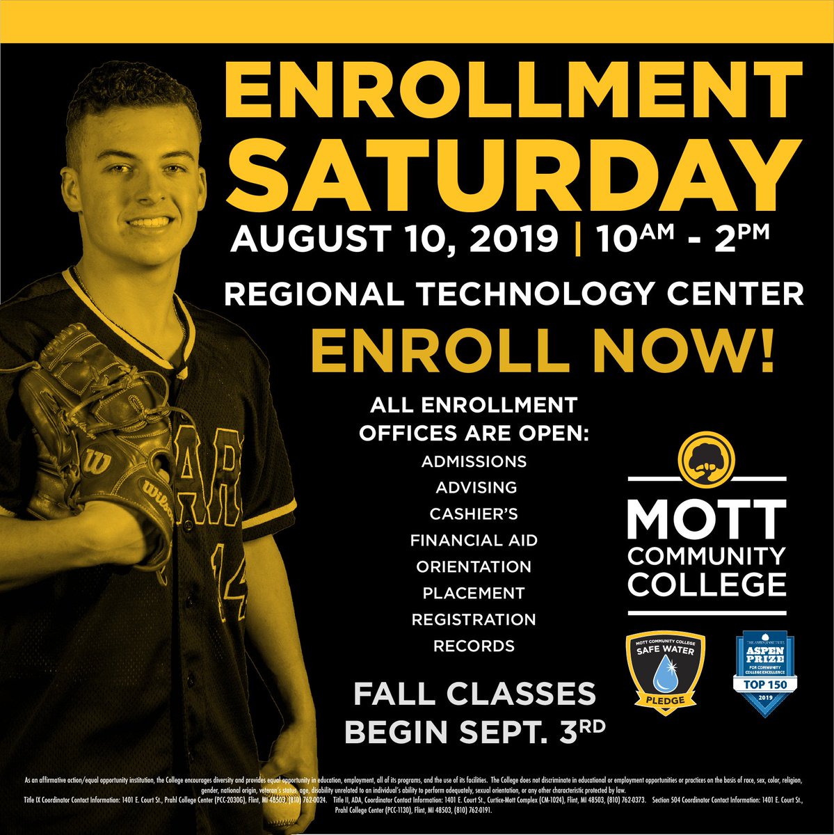 MottCollege's tweet image. Get Ready For More at Enrollment Saturday August 10 from 10am-2pm! Finish your steps towards enrollment in the Regional Technology Center! #readyformore
