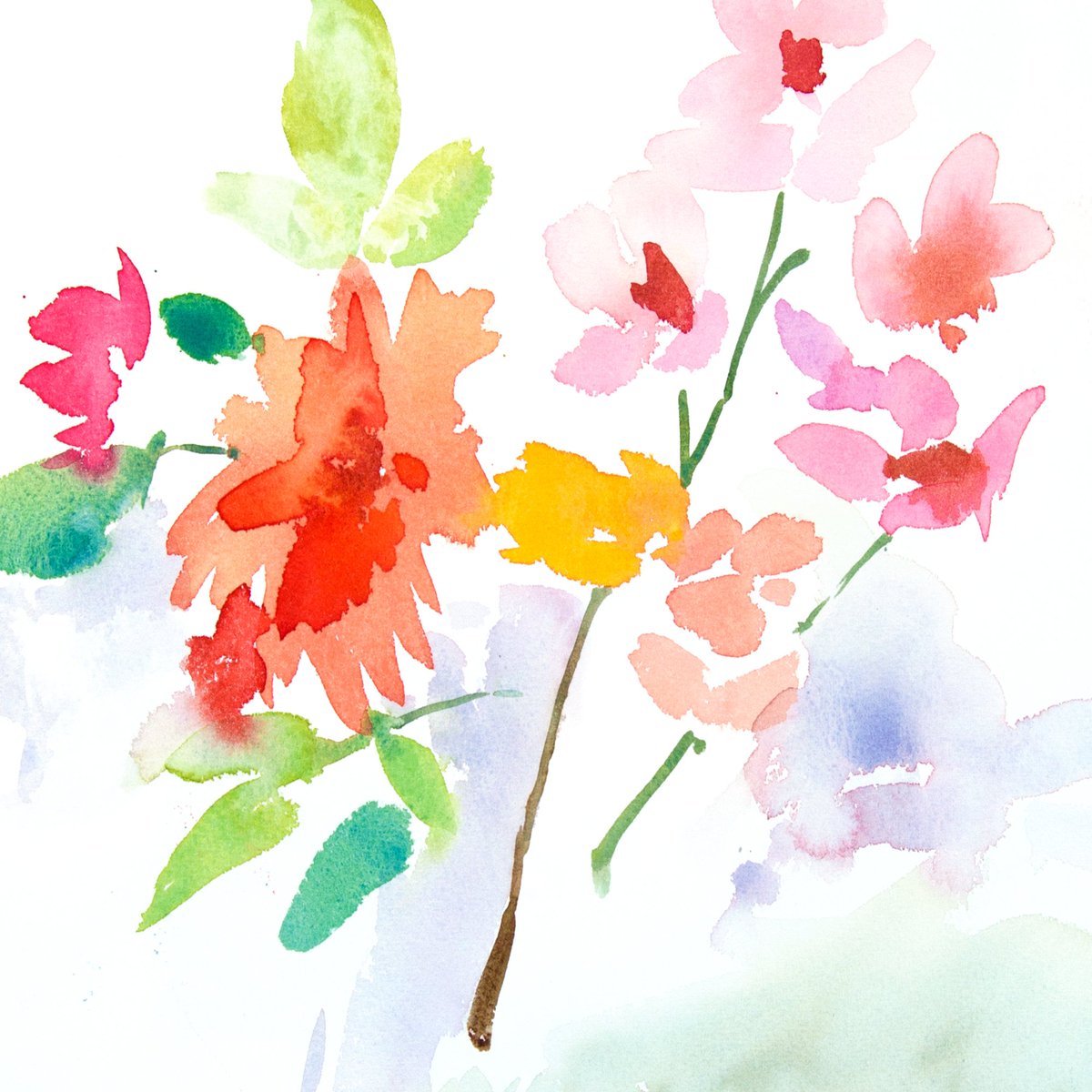 Summer garden bouquet, quick sketch to find the colours