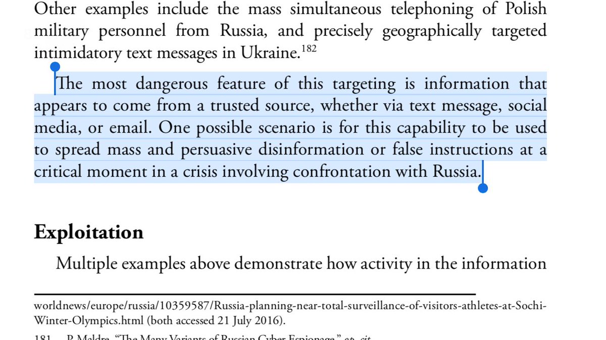 48/ MASS TARGETING: Disinformation via EW on a mass scale presents major dangers—could occur at a critical moment in Russian confrontation.Russia’s EW/IW campaigns aren’t spontaneous and Kremlin creates laws to insulate Russia from cyber aggression tactics they employ on others