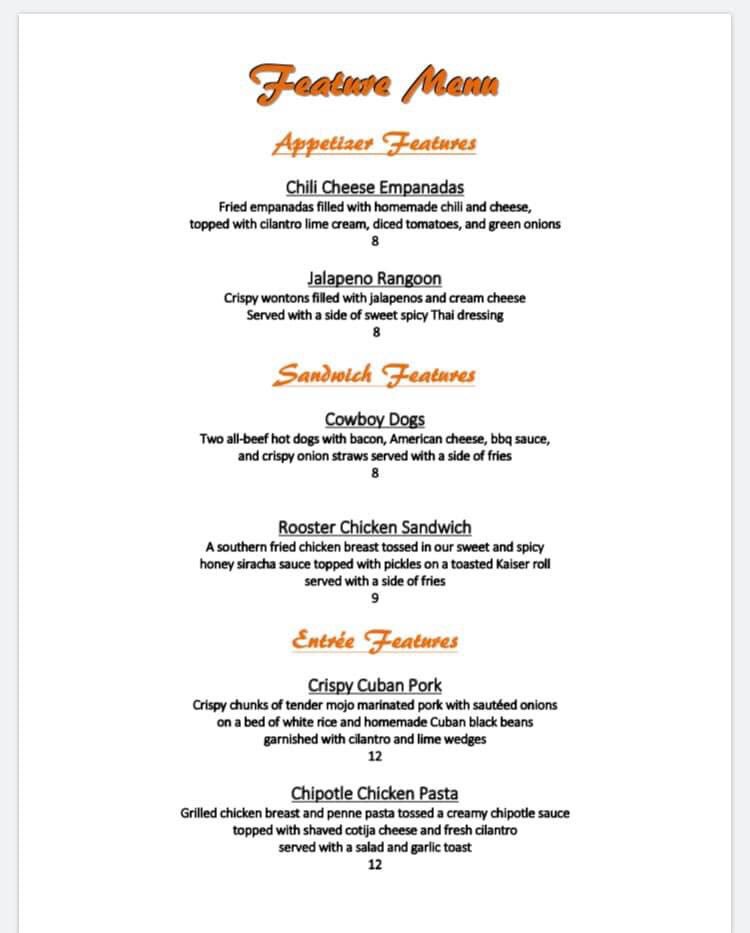 AJ’s Feature Menu available through July 31st!  Come in out of the heat and enjoy!  We look forward to serving you! #yummy