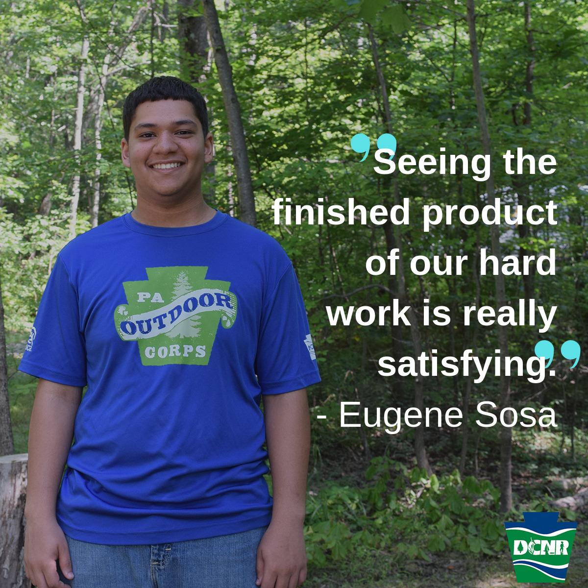 DCNRnews's tweet image. In his 2nd year of serving on Hazleton’s #PAOutdoorCorps youth crew, Eugene Sosa has come out of his shell. The high school junior loved his 1st year so much that he knew he wanted to apply for another summer of working outdoors in his community. #PASummerInterns #InternsofPA2019