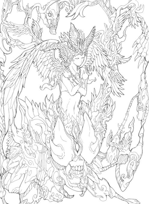 塗り絵:我に拝跪せよ。モノクロも結構好き。 