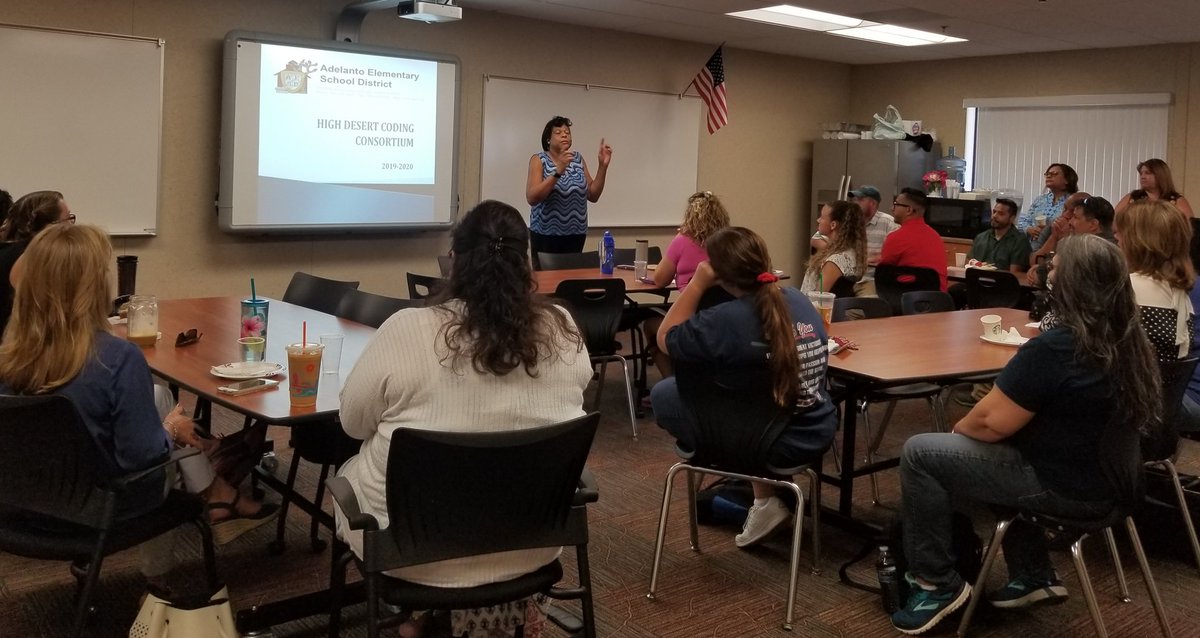 DrAmyNH's tweet image. The High Desert Coding Consortium was launched today! AESD teachers leading the way with this 4 day coding bootcamp. Thanks to the Inland Empire Economic Partnership for emphasizing the importance and impact for our work. #AESD @IEEP_
