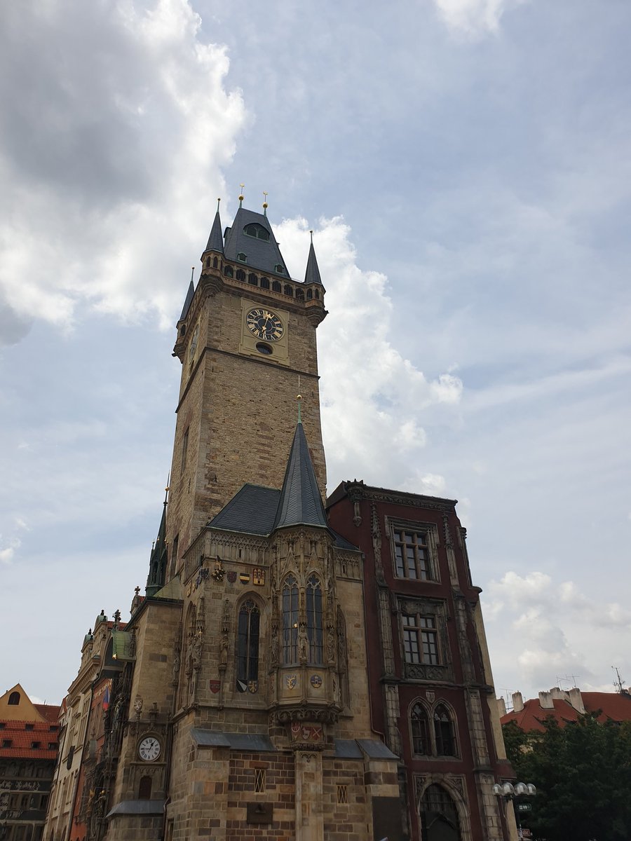 When the clock strikes the hour, you see the 12 apostles in motion and a skeleton rings "the bell?". I've posted the video on my IG stories. A little noisy, thanks to all the tourists, but you get to see both.  #AstronomicalClock  #Prague