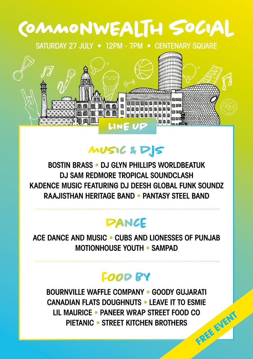 We will be at the #CommonwealthSocial in Centenary Square serving up some tasty treats from 12pm - 7pm on Saturday 27th July.

Come join us and try our exclusive Commonwealth dish, on the menu for one day only! <a href="/Birminghamcg22/">Birmingham 2022</a>

#Birmingham2022 #3YTG #Birmingham #CommonwealthGames