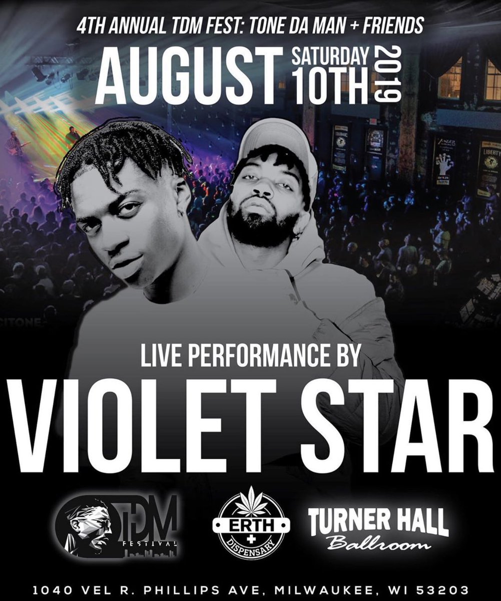 violetstarmusic's tweet photo. FIRST @violetstarmusic SHOW AT THE CRIB?
IF YOU IN THE CITY, I WANNA SEE YOU RAGING WIT US🔥🌟
COP YA TIX FOR THE MOSH PIT. C U SOON.

https://t.co/T4aRpOpwxu…

#TDMFEST https://t.co/3Ud6qwjgGQ
