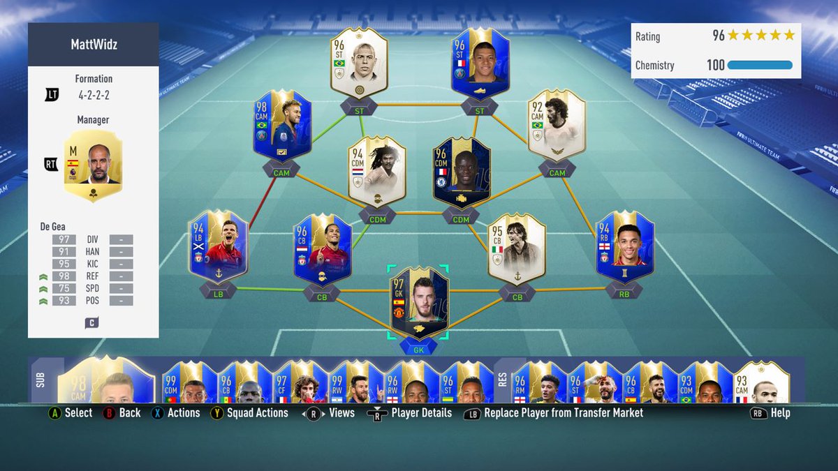 Finished with FIFA for the year, here's my final team with 1.9 billion coins remaining to spend.. #FIFA19