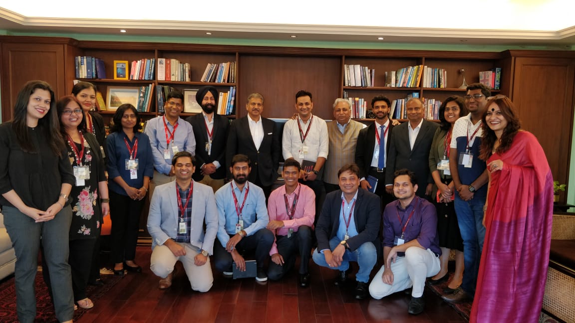 RajatKPati's tweet photo. Finally another picture with Mr. @anandmahindra during #ConnectwithCEO program at #MahindraTowers Mumbai https://t.co/9lhrpGRaET