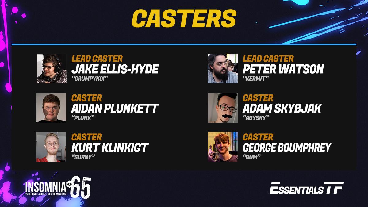 Wondering who'll be talking to you during the games at #i65TF2? Well feast your eyes on our casting line up!