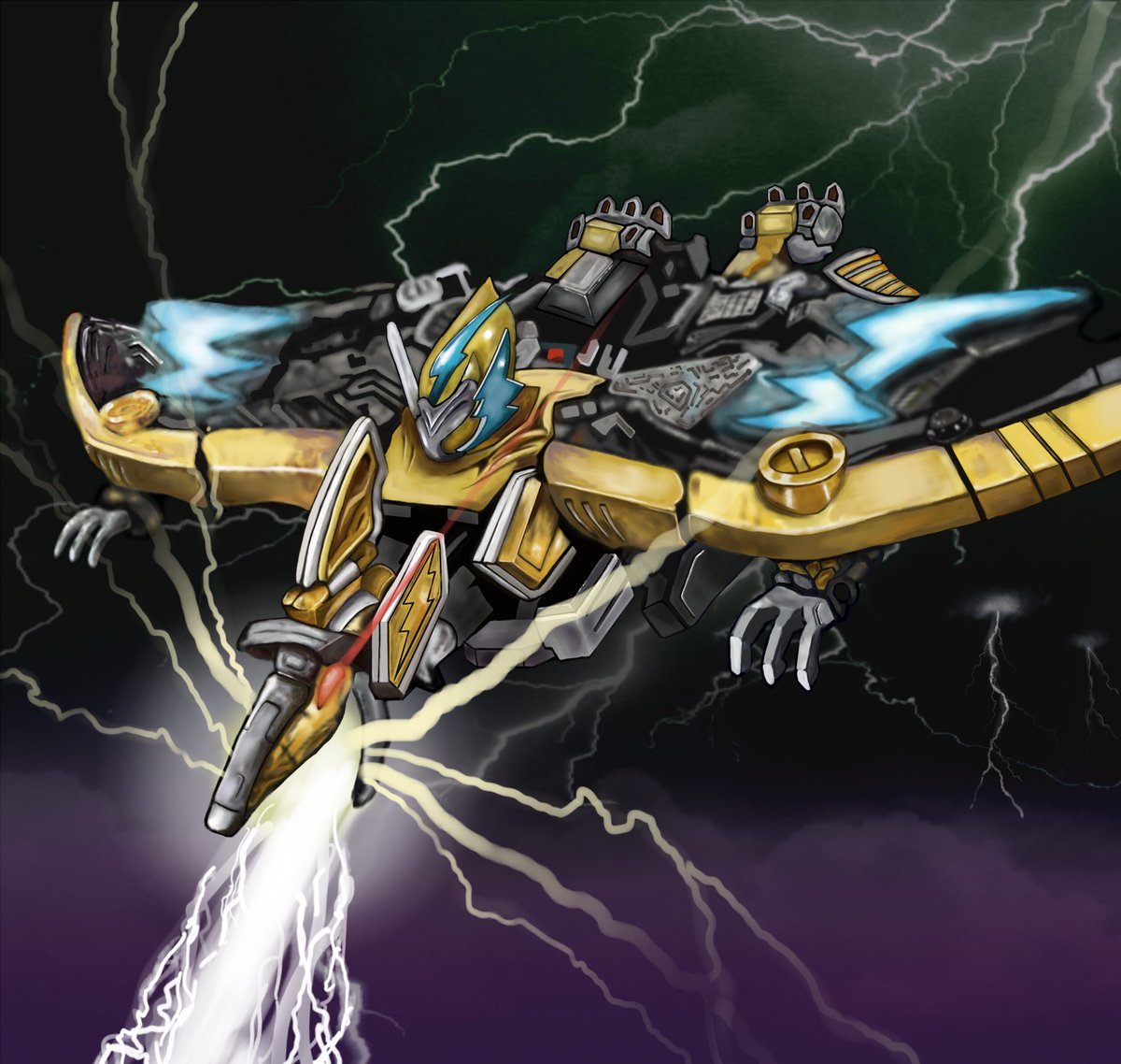 家の上空にこれおるわ 多分デーボスインで暴走してる 大阪 雷 キョウリュウゴールド プテラゴードン