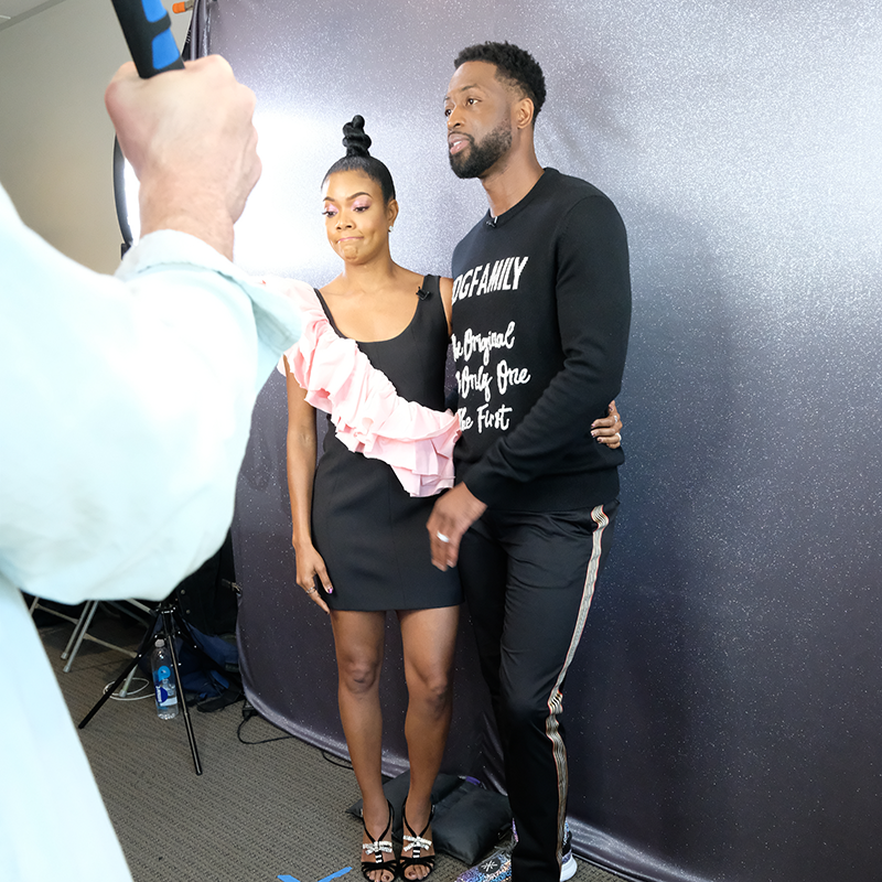DwyaneWade's tweet photo. Get you someone that looks at you the way @itsgabrielleu looks at me... 😂 Watch us tomorrow night as I guest judge @AGT on @nbc #judgecuts #agt https://t.co/usfQfxuM7W