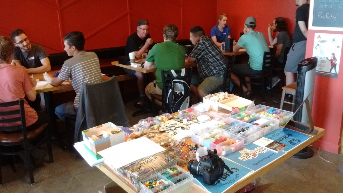 VPlaytest's tweet photo. Huge thanks @PizzeriaLudica for hosting #aVANtcarde design jam yesterday, we had a pizza-fueled blast! Congratulations all teams for your inspiring prototypes - from bursting alien bubbles through raising skeletons, charming frogs, red panda duelling and constructing treehouses! https://t.co/bcqbjOqKd8
