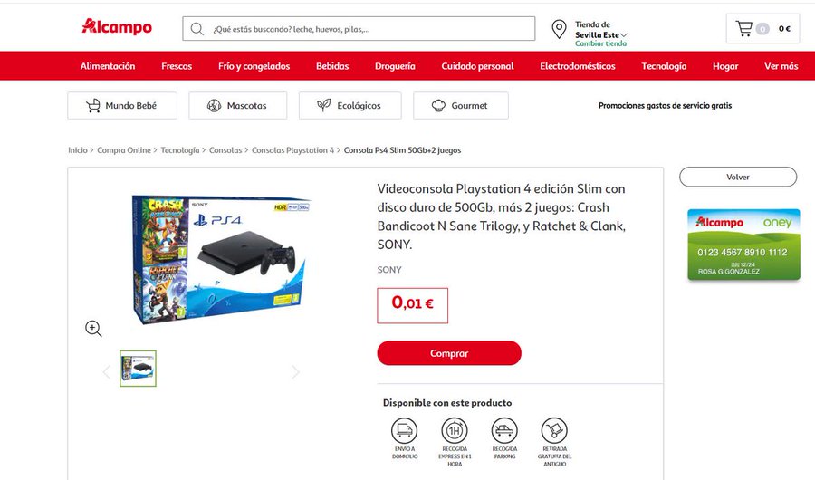 Alcampo anula la venta de cientos de consolas PS4 que ofertó en su web a 1  céntimo | Sevilla