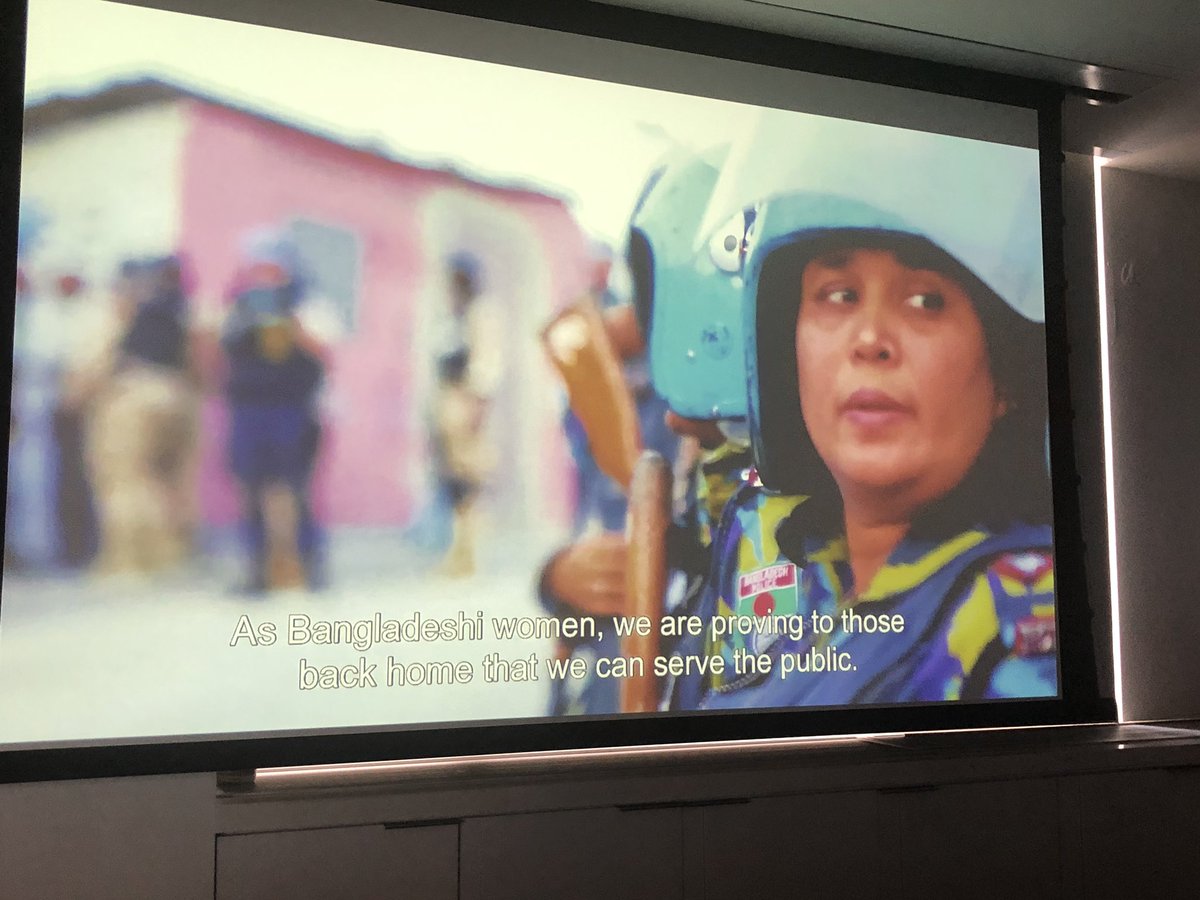 NOW: screening of documentary @UNFoundation on #women #peacekeepers. Why is it vital to include women in security & peacebuilding?Glad to moderate panel with @FullerProject’a @XantheScharff, @UN peacekeeping squadron leader Fiona Pearce & film director @GeetaGandbhir