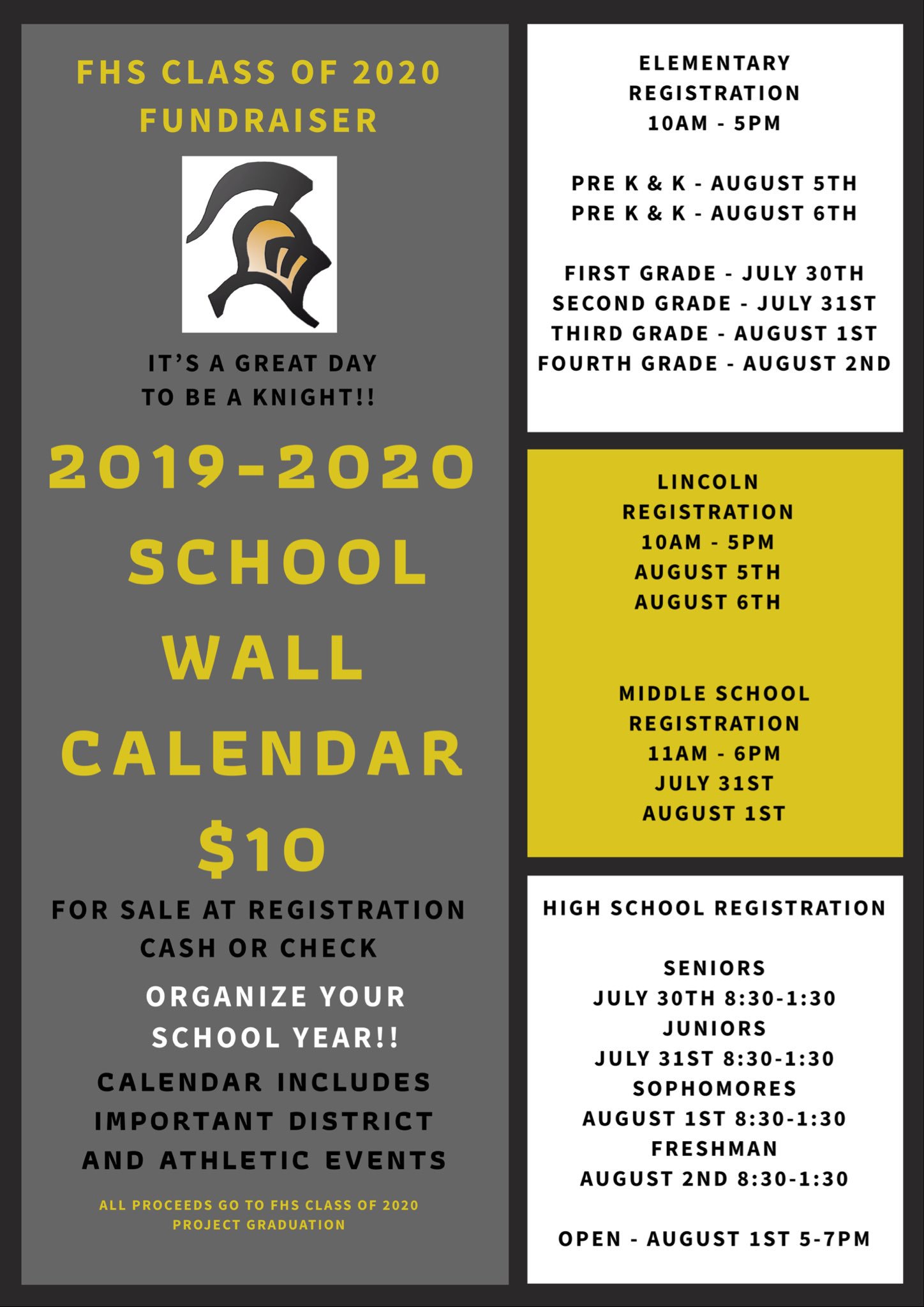 FHS Class of 2020 on Twitter "Class of 2020 School Wall Calendar