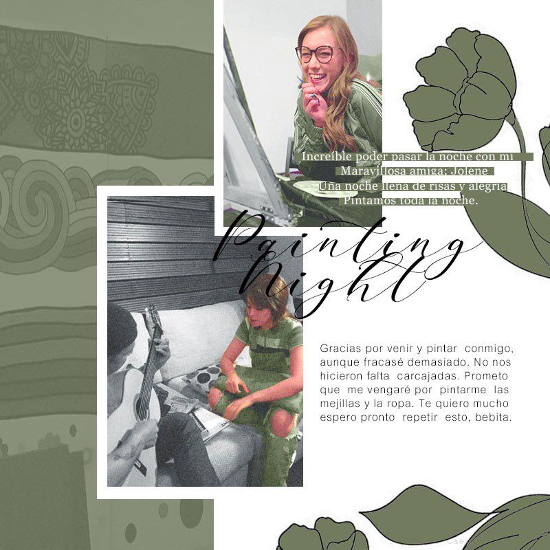 ⠀⠀ ⠀ ♡ . . . 𝑷𝒂𝒊𝒏𝒕𝒊𝒏𝒈 𝒏𝒊𝒈𝒉𝒕 . . . ⠀⠀ ⠀⠀ ⠀   

Fue una noche increíble acompañada de mi gran amiga, Jolene. La verdad es que me la pasé más cantando que pintando. Verás que para la próxima ya seré toda una experta.