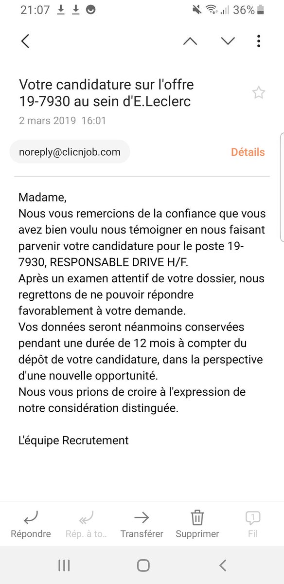 JobCherche's tweet image. La frustration que j'ai ressentie. Je m'étais tellement préparée sur tout ce qui concerne @Leclerc ,pour la lettre de motiv et sur un éventuel entretien. J'aimerai savoir comment les recruteurs procèdent. @Leclerc_MEL