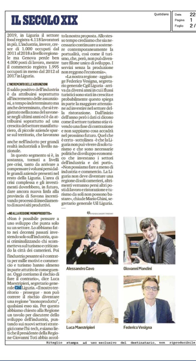 LucaMaestripie's tweet photo. Interessante analisi e confronto su @ilsecoloxix sul lavoro in alcuni importanti settori dell’economia ligure https://t.co/EbFcfJQTkg