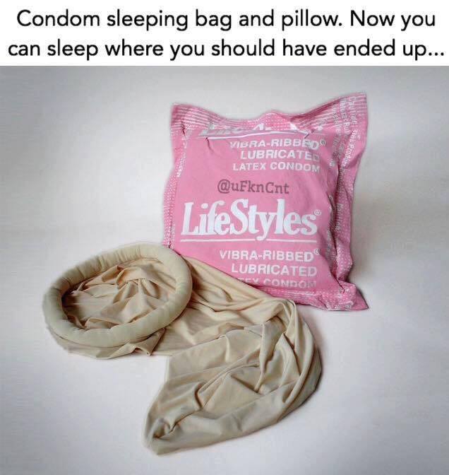 Thecondompillow's tweet photo. Sleep well tonight knowing you are protected! #lifestyles #condoms #condom #condomsleepingbag #sleepingbag #meme #funny #memes #offensive #comedy #lol #humor #hahah #picoftheday #condompillow #newproduct #trending #tbt #happy #followme #like4like #followforfollow #pillows https://t.co/rGSI7u8ZBz
