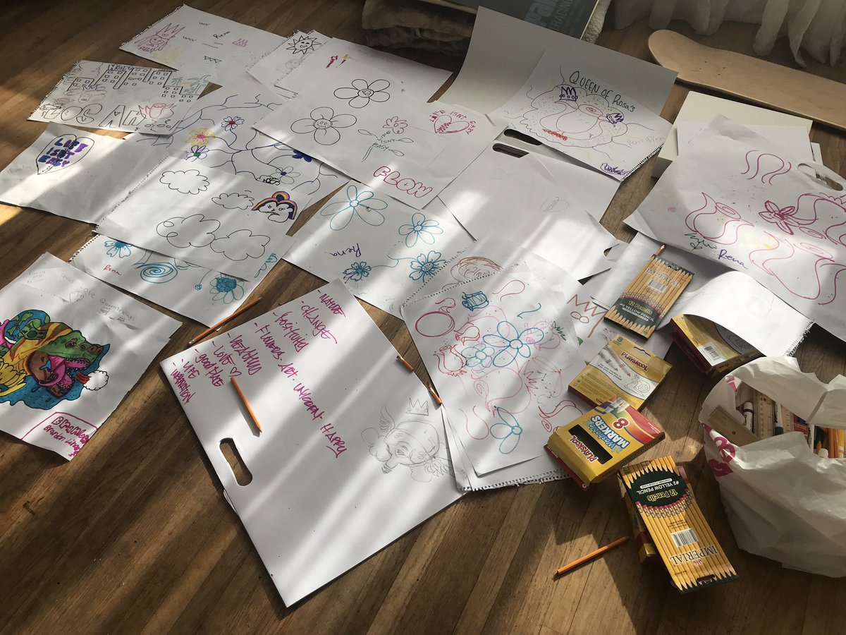 Sneak peek of the art from some talented youngsters at @bgcmla Watts/Willowbrook Clubhouse! This morning, they had a workshop with Lionel Milton to brainstorm ideas and gather inspiration. Lionel spent the rest of the day creating a sketch of a mural inspired by the artists!