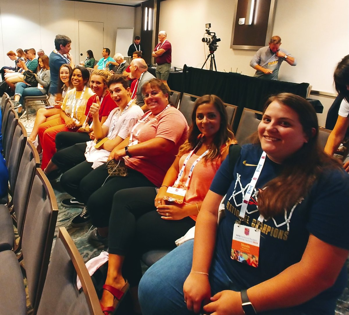 A great first day <a href="/NFHS_SLC/">NFHS Student Leaders</a> 2019! Thanks <a href="/AdrienneBulinsk/">Adrienne Bulinski</a> for a great keynote, and sharing an elevator.