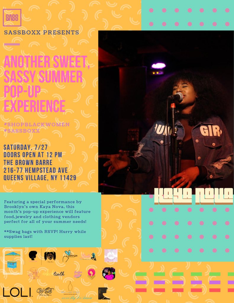 sassland_'s tweet photo. Here’s our final list of vendors and swag bag sponsors for this weekend’s pop-up experience with a special performance by @thekayanova 💋 Tell a friend to tell a friend to tell they’re sister it’s going up 💫✊🏽 #ShopBlackWomen https://t.co/EyNvZp8hZ3