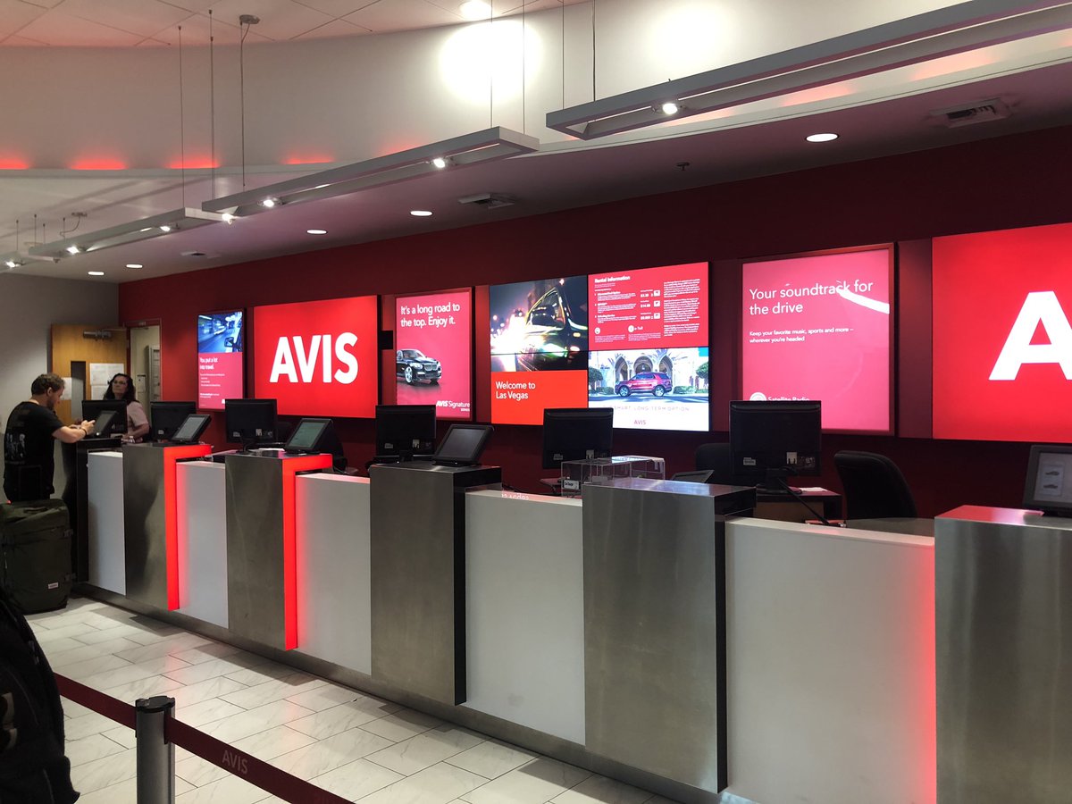 Probably my fault for arriving during lunch <a href="/Avis/">Avis Car Rental</a>? - one server on the desk here in Las Vegas. 45 mins in and queues building