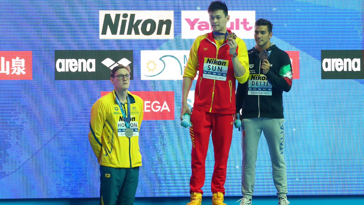 sportingnewsau's tweet photo. Mack Horton has received an official warning from FINA over Sun Yang protest. #WorldChamps
β‘οΈhttps://t.co/aBl7bzre2u https://t.co/zrjJa65Ixq