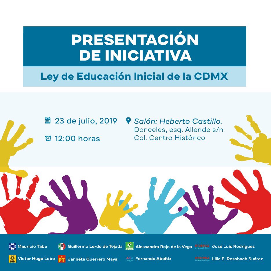 Mañana diputados de los diversos grupos parlamentarios en el <a href="/Congreso_CdMex/">Congreso de la Ciudad de México</a> presentaremos la Ley de Educación Inicial, los esperamos a las 12:00 Hrs. Porque esta es ¡#UnaApuestaPorElFuturo!