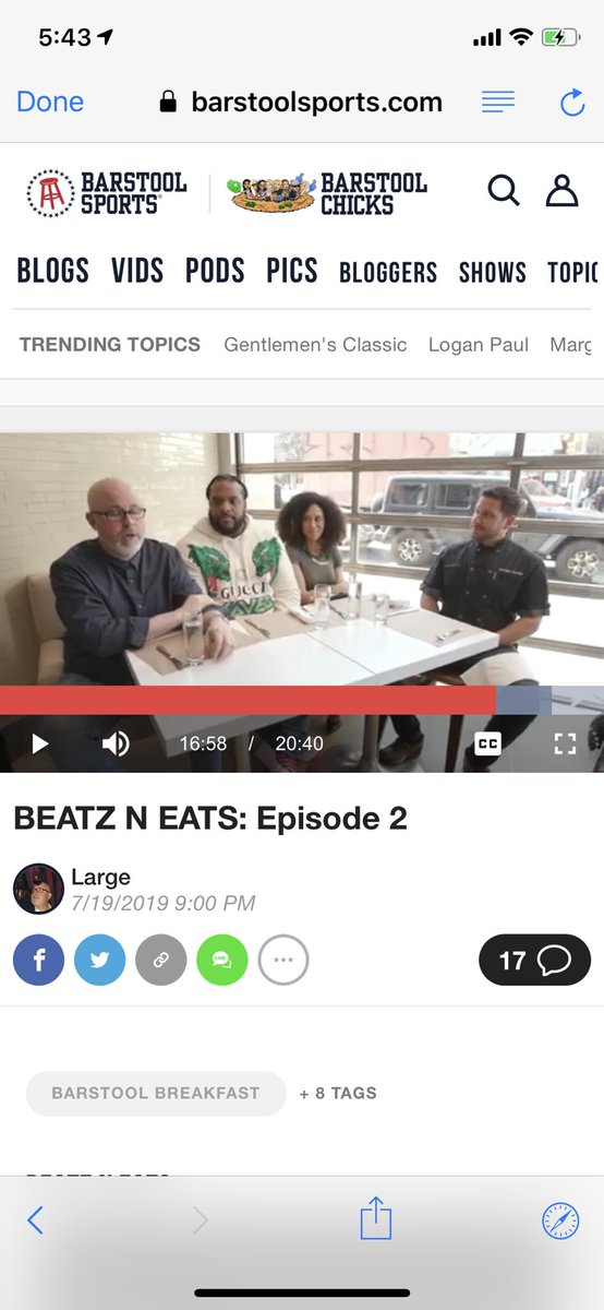 Check out the new episode of Beatz N Eats on <a href="/barstoolsports/">Barstool Sports</a> with myself and my boys <a href="/willcolon66/">Willie Colon</a> and <a href="/LargeBarstool/">Large</a> !  

barstoolsports.com/video/1366978/…