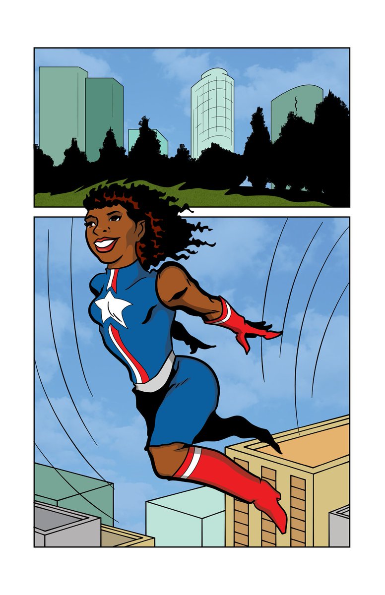 willpsone's tweet photo. Final version of a #Columbia. After coloring some initial pages in #Procreate I have gone back to re-do those all in #Affinity Designer in order to have a fully unified workflow. #comicbook #patriotic #patrioticsuperhero #america #blacksuperhero #affinitydesigner #affinityart https://t.co/6rfjByKbES