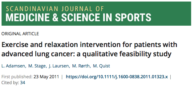 CEPL_UBC's tweet image. *Thread* #ExOnc_JournalClub Number 26. With guest @QuistMorten.
Exercise and relaxation intervention for patients with advanced lung cancer: a qualitative feasibility study
onlinelibrary.wiley.com/doi/full/10.11… 
#exerciseoncology #cancerexercise
Theme: #lungcancer 1/5