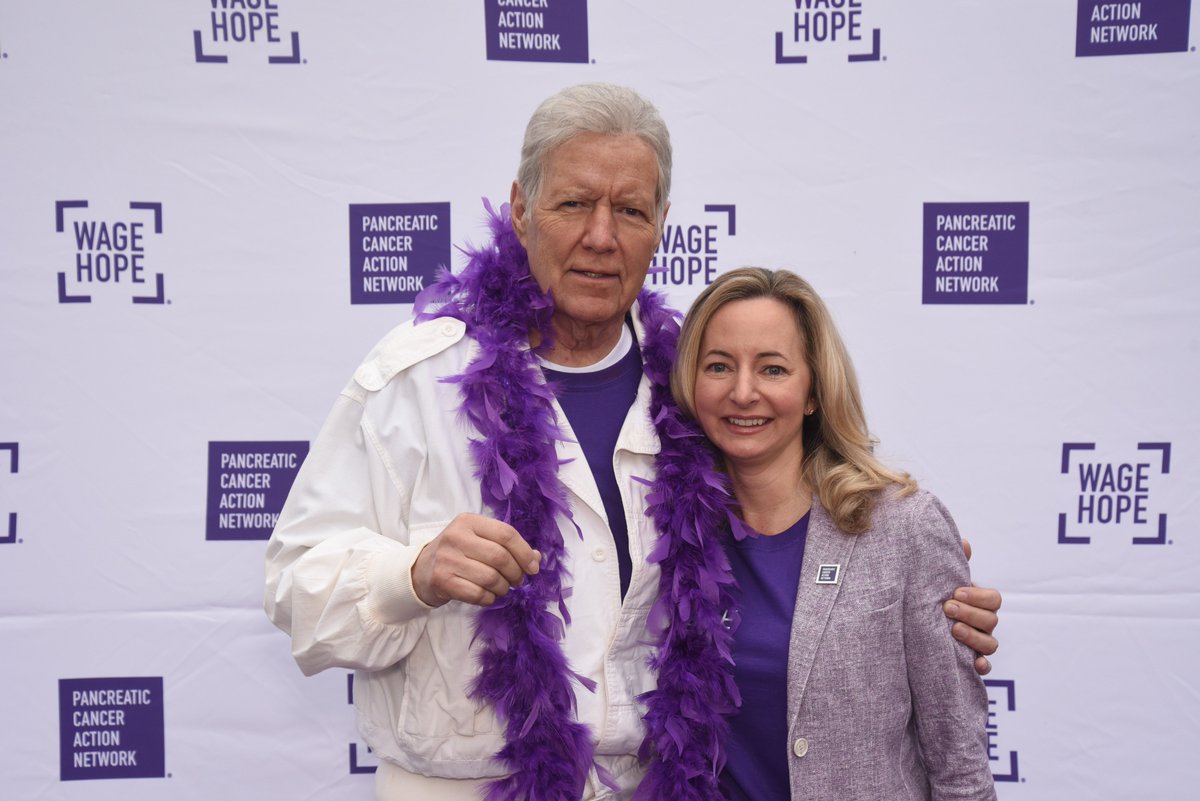 JulieFleshman's tweet photo. Happy Birthday Alex Trebek! Thank you for everything you’ve done for @PanCAN and to raise awareness for #pancreaticcancer. Best of luck with the new season of @Jeopardy! https://t.co/M4bkACjuW2