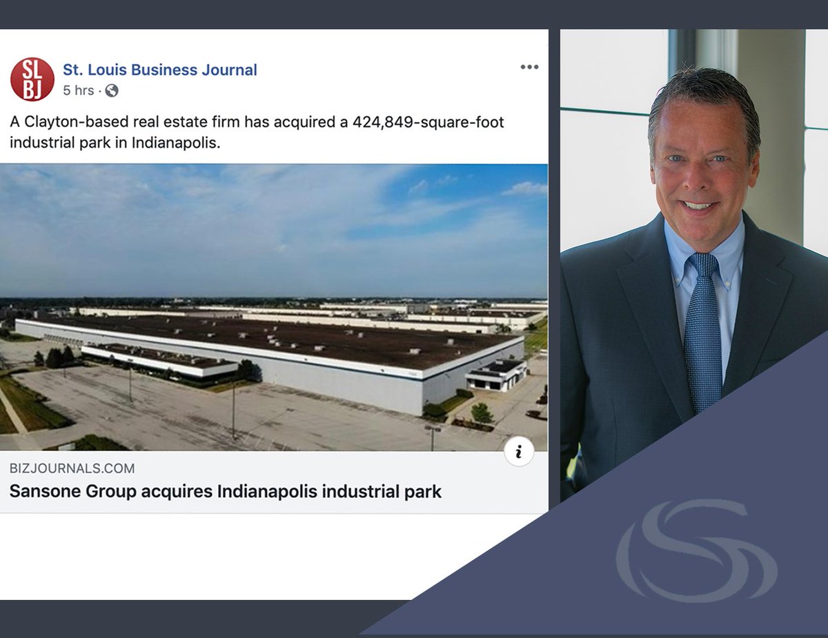 SansoneGroup's tweet photo. Don't miss Nick Sansone's comments on our expanding footprint & the #Indy #acquisition in the @stlouisbiz today! Also mentions our recent hiring of a National Director of Industrial Development - Welcome Jeff Greenwalt!!
#Sansonegroup #CRE #industrial
https://t.co/n5lyisSwaR https://t.co/qvIydqgyxi