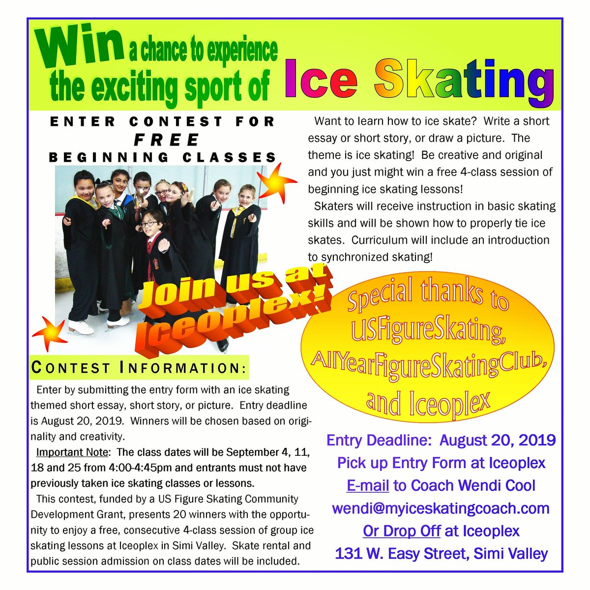 Iceoplex's tweet photo. Want a chance to experience the exciting sport of ice skating?! Enter our contest to win FREE beginning classes! To enter this contest click the link below to fill out your entry form!! Good luck!

https://t.co/e6iYvsQiPK

#iceskating #icerink #figureskating #contest #simivalley https://t.co/hRgSOkNN3y