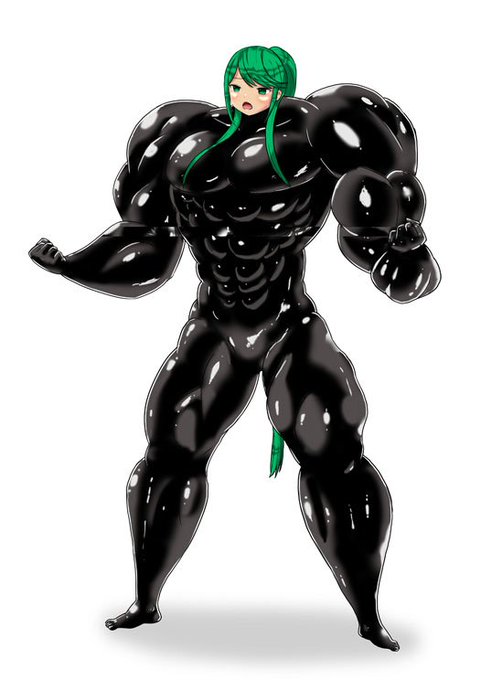 [R-18] プネウマ筋肉増強 #プネウマ #ゼノブレイド2 #ふたなり #筋肉娘 #ラバースーツ #巨乳  