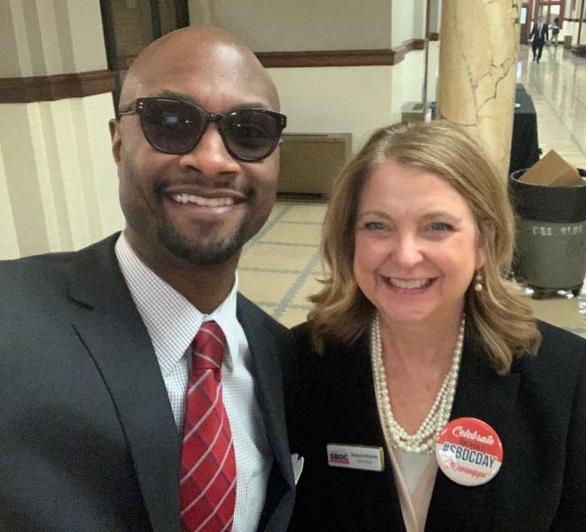 AbeMHudsonJr's tweet photo. The MS Small Business Development Center is a great resource to Mississippi entrepreneurs. I got to work on their team in the Delta over 10 years ago. In this photo from #YearThree, I am with State Director Sharon Nichols. #Reliable #Responsive #ReadytoServeAgain #TogetherWeWill https://t.co/uGDrYZoBkC