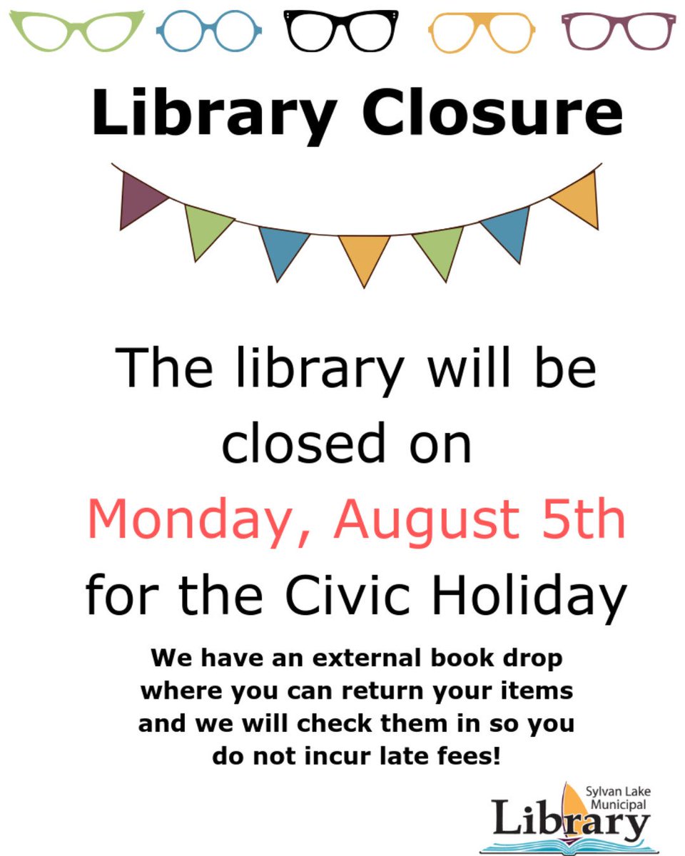Keep our upcoming holiday closure in mind! 

#LibraryLife #SylvanLake #LibraryClosure