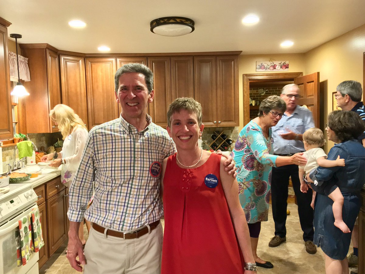 Barnett4Del's tweet photo. The central question at tonight’s #HD27 meet and greet was how do we best support our public school teachers and staff to ensure that students are receiving a high quality education. So proud to be joined by Kathryn Haines who is running for school board in Midlothian. https://t.co/MfC06svHVD