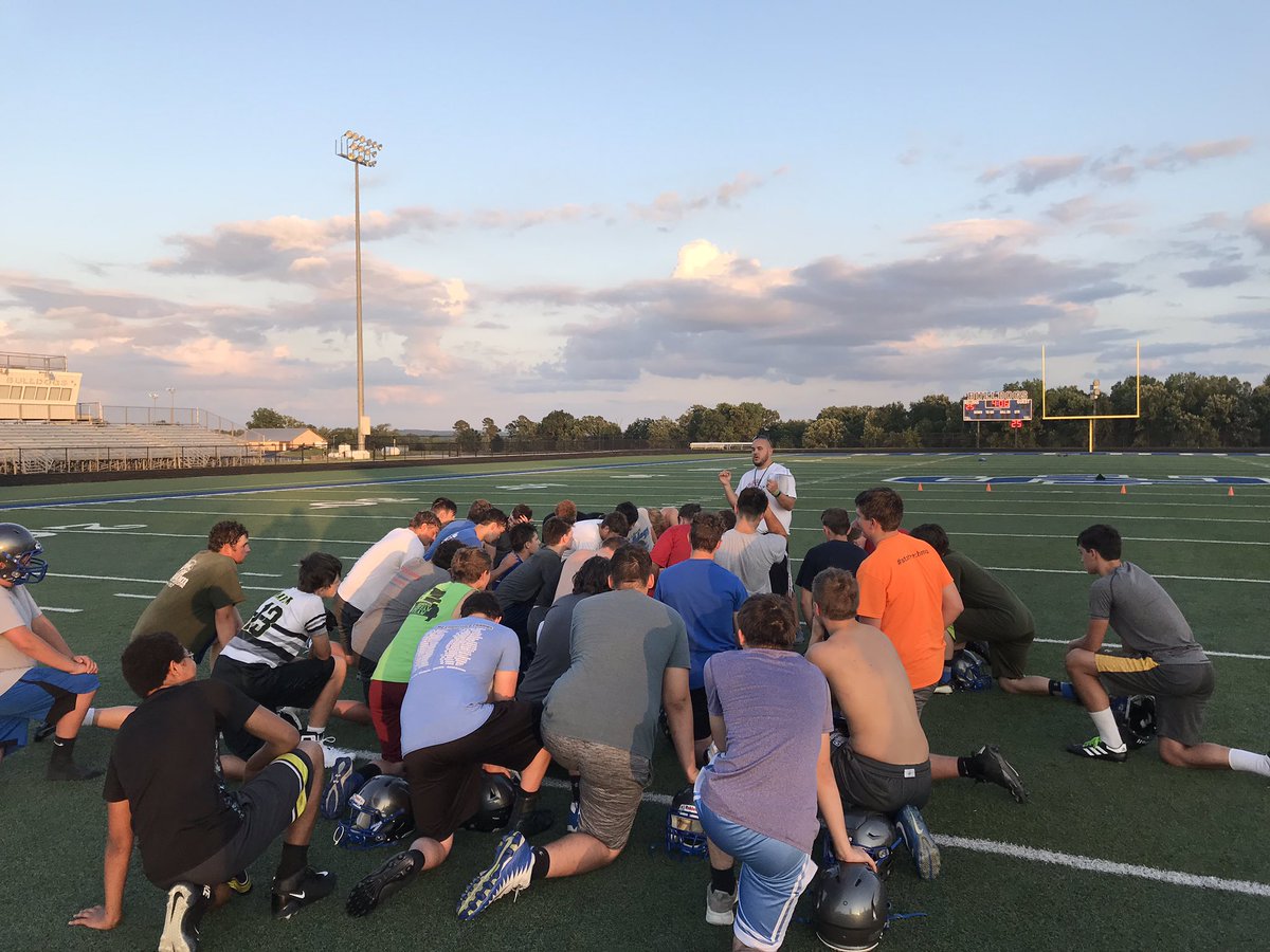 SCHSBulldogFB's tweet photo. What a great day to be a Bulldog! First day of camp had awesome leadership and effort! Blessed with this group! Excited to get back at it tomorrow night! #BrickByBrick https://t.co/p4c2PFmenr