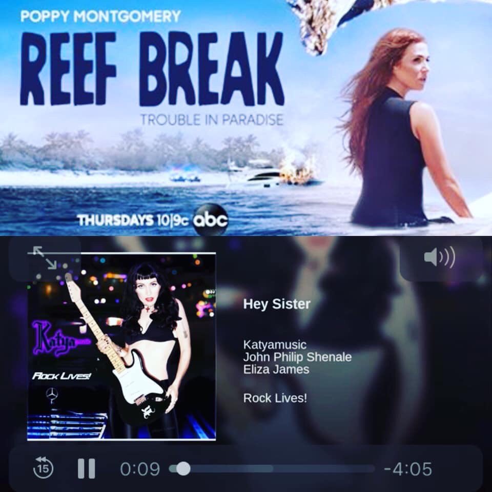 Congratulations to our client <a href="/KATYAMUSIC/">KATYA of KATYAMUSIC</a> her song “Hey Sister” off her debut album called “Rock Lives” tune in this Thursday 10pm EST/ 9pm CST on ABC Reef Break.