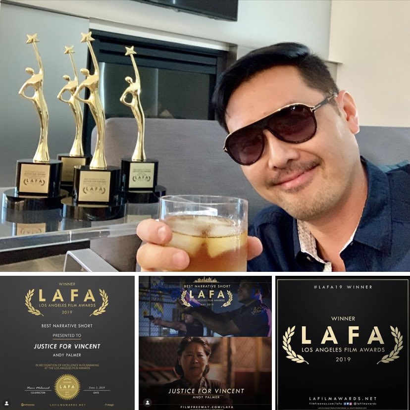 Cheers to Team #justiceforvincent  Thank u <a href="/lafilmawards/">LA Film Awards</a> for awarding #JFV #BestNarrativeShortFilm #lafilmawards #lafilmawards2019 *** JFV theatrical release in #LA this 7/26 to 8/1 at #laemmlenoho7 laemmle.com/films/45784 jfvfilm.com ***