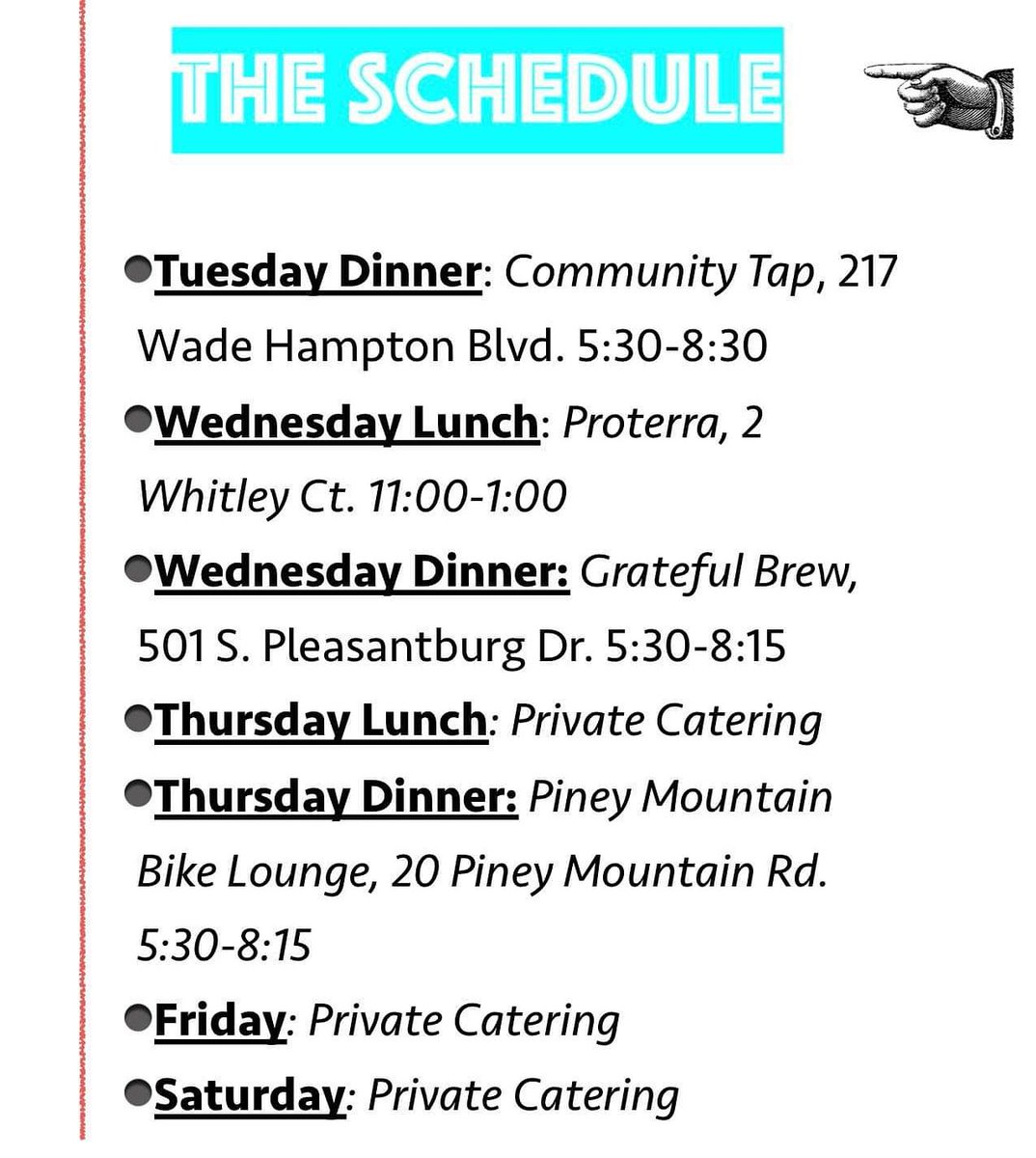 Taco bout a good week ahead! #weeklyschedule🌮