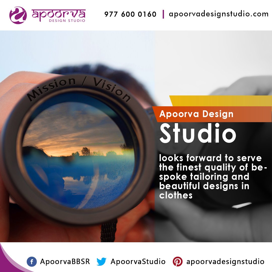Mission / Vision: #Apoorva Design Studio looks forward to serve the beautiful state of #Odisha, finest quality of #bespoke tailoring and beautiful designs in clothes. visit us: apoorvadesignstudio.com