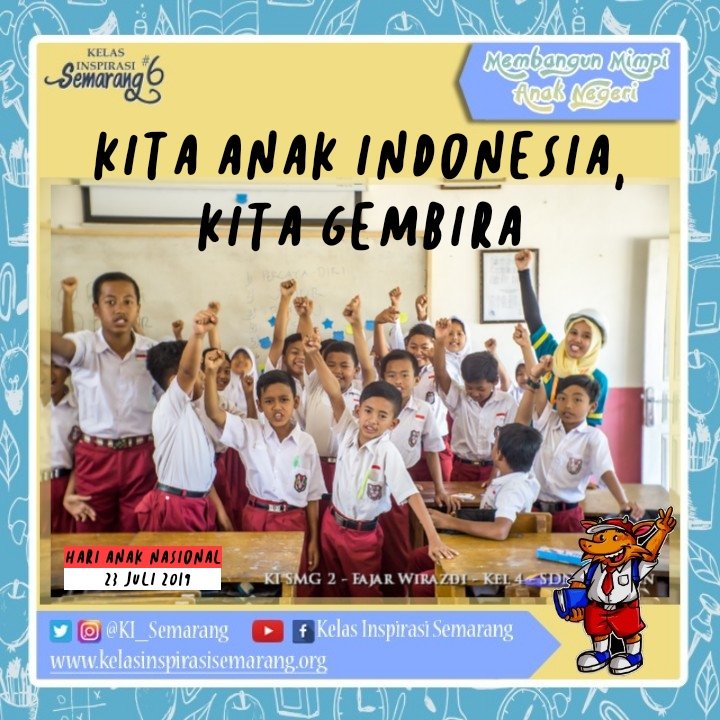 KI_Semarang's tweet photo. [ HARI ANAK NASIONAL ]

Setiap anak itu istimewa dengan keistimewaannya masing-masing.
Selamat Hari Anak Nasional.

#HariAnakNasional
#23juli2019 https://t.co/td948Six6V