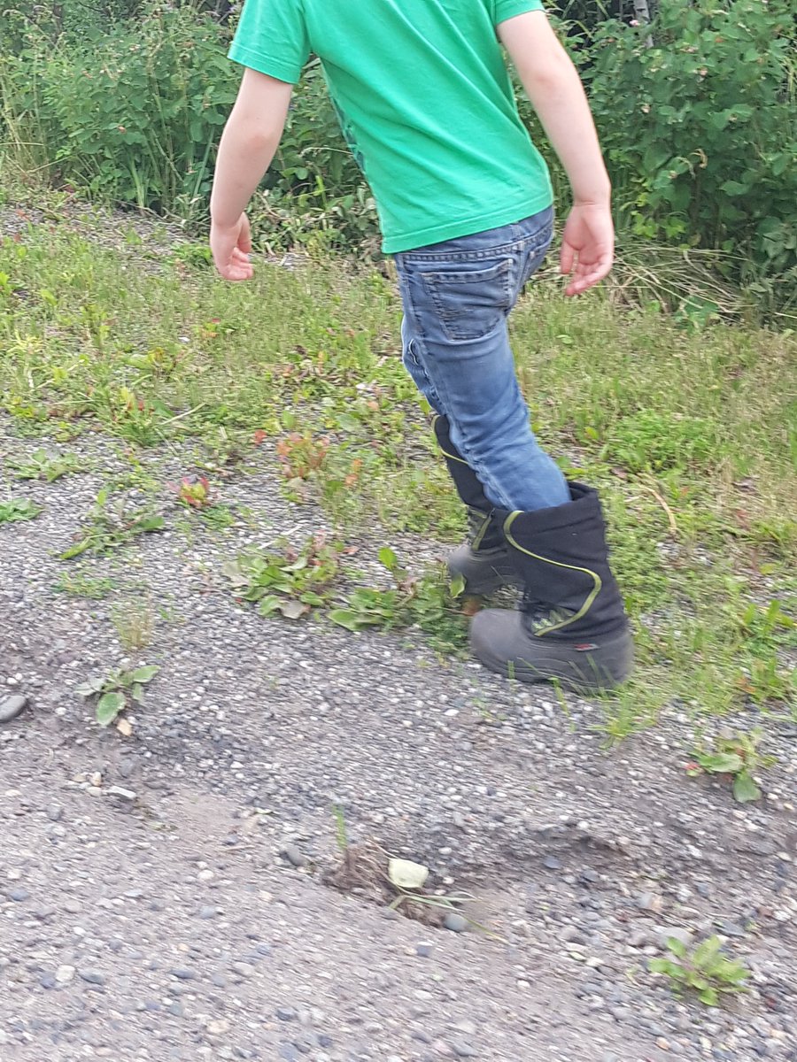 It's mid-July. Why won't he wear runners?!