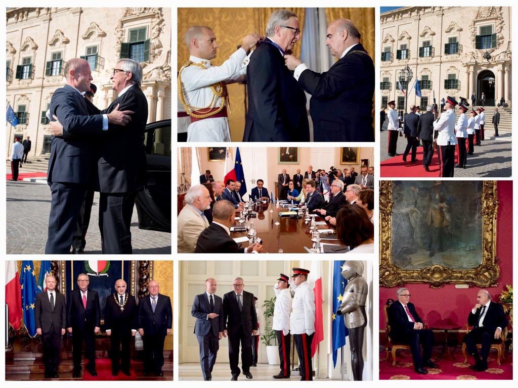 .@presidentmt and <a href="/JosephMuscat_JM/">Joseph Muscat</a>: Grazzi minn qalbi! I am truly proud and grateful to receive the award of National Order of Merit. I want to pay tribute to #Malta and its people for defending our European values. Malta, inħobbok! 🇲🇹🇪🇺