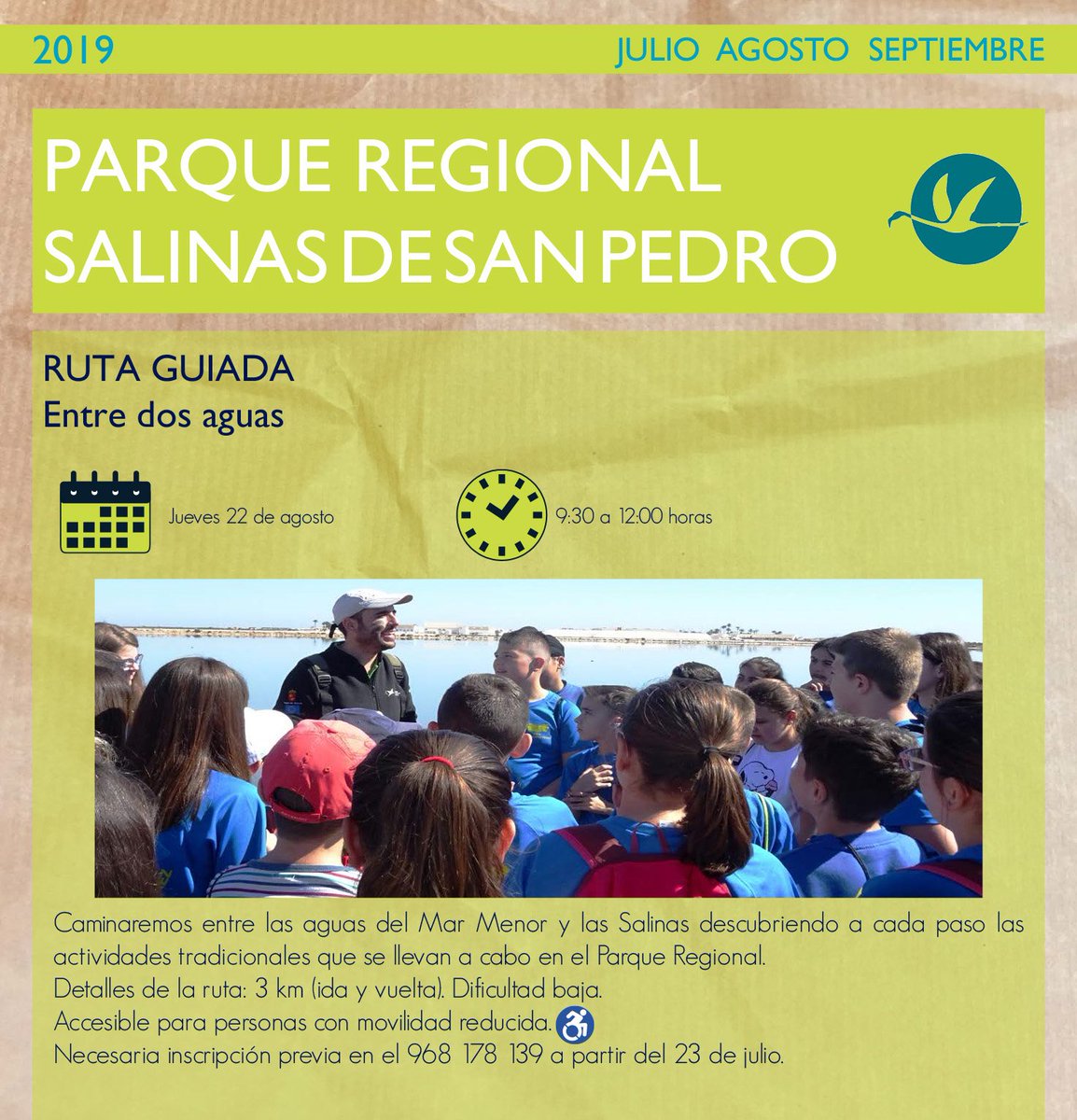 📣 A partir de hoy se abre la lista para la #RutaGuiada "Entre dos aguas🌊🚶‍♀️🚶‍♂️🌊" Una experiencia muy🔝 
🗓️ #jueves 22 de #AGOSTO 
¿Te apuntas 🤗?☎️968 178 139
Accesible para personas con #movilidadreducida ♿️
#SalinasSPedroPR